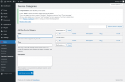 Page screenshot: Salon → Services Categories