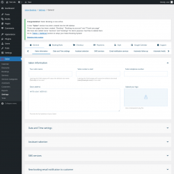 Page screenshot: Salon → Settings