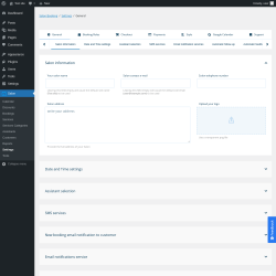 Page screenshot: Salon → Settings