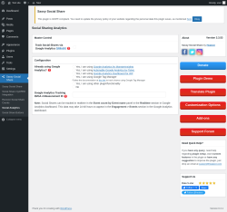 Page screenshot: Sassy Social Share → Social Analytics