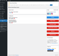 Page screenshot: Sassy Social Share → Recover Social Share Counts