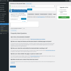 Page screenshot: Structured Data &rarr; Settings &rarr;  Support