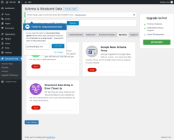 Page screenshot: Structured Data &rarr; Settings &rarr;  Services