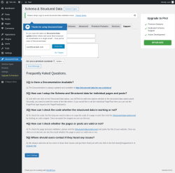 Page screenshot: Structured Data → Settings →  Support