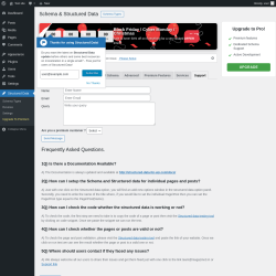 Page screenshot: Structured Data &rarr; Settings &rarr;  Support