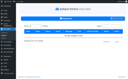 Page screenshot: SM School → Inquiries