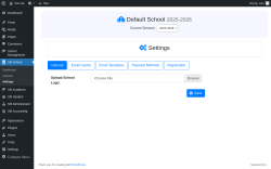 Page screenshot: SM School → Settings