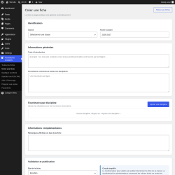 Page screenshot: Fournitures scolaires &rarr; Cr&eacute;er une fiche