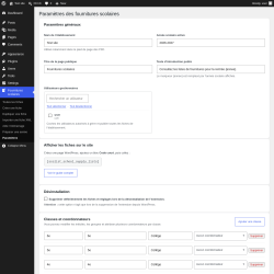 Page screenshot: Fournitures scolaires &rarr; Param&egrave;tres