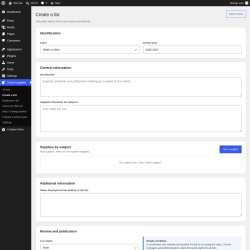 Page screenshot: School supplies &rarr; Create a list