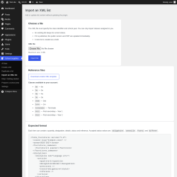 Page screenshot: School supplies &rarr; Import an XML list