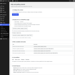 Page screenshot: School supplies &rarr; Help / Getting started