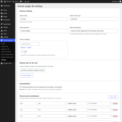 Page screenshot: School supplies &rarr; Settings