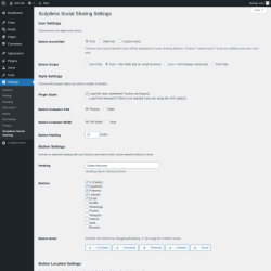 Page screenshot: Settings → Scriptless Social Sharing