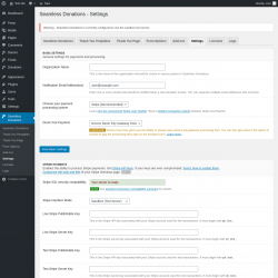 Page screenshot: Seamless Donations → Settings