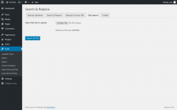 Page screenshot: Tools → Search & Replace → SQL Import
