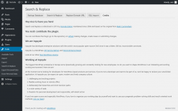 Page screenshot: Tools → Search & Replace → Credits