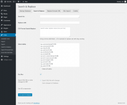 Page screenshot: Tools → Search & Replace → Search & Replace