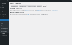 Page screenshot: Tools → Search & Replace → Credits
