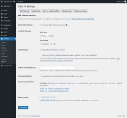 Page screenshot: Settings &rarr; SEO 44 &rarr; XML Sitemaps