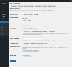 Page screenshot: Settings &rarr; SEO 44 &rarr; XML Sitemaps