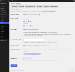 Page screenshot: Settings &rarr; SEO 44 &rarr; XML Sitemaps