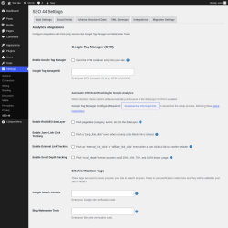 Page screenshot: Settings &rarr; SEO 44 &rarr; Integrations