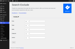 Page screenshot: Settings &rarr; Search Exclude