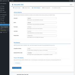 Page screenshot: SecurePie SSO &rarr; 
			
			Attribute Mapping		