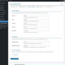 Page screenshot: SecurePie SSO &rarr; 
			
			Attribute Mapping		