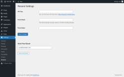 Page screenshot: Settings &rarr; Resend