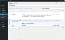 Page screenshot: Plugins ‹ Test site — WordPress