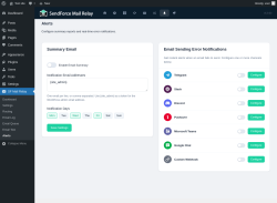 Page screenshot: SF Mail Relay &rarr; Alerts