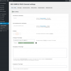 Page screenshot: SEO PACK &rarr; Basic setting