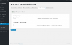 Page screenshot: SEO PACK &rarr; Google Analytics