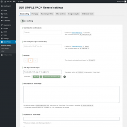 Page screenshot: SEO PACK &rarr; Basic setting