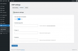 Page screenshot: SEO PACK &rarr; OGP settings &rarr; Facebook