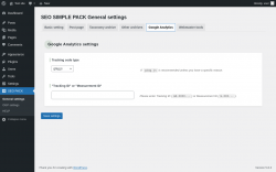 Page screenshot: SEO PACK &rarr; Google Analytics