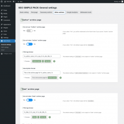 Page screenshot: SEO PACK &rarr; Other archives