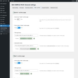 Page screenshot: SEO PACK &rarr; Other archives