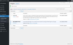 Page screenshot: Plugins &lsaquo; Test site &mdash; WordPress