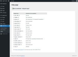 Page screenshot: SEO PACK &rarr; HELP