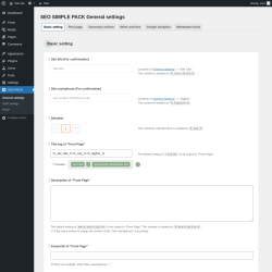 Page screenshot: SEO PACK &rarr; Basic setting