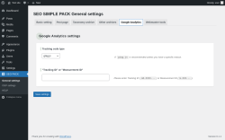 Page screenshot: SEO PACK &rarr; Google Analytics