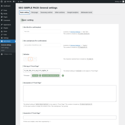Page screenshot: SEO PACK &rarr; Basic setting