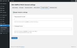 Page screenshot: SEO PACK &rarr; Google Analytics