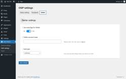 Page screenshot: SEO PACK &rarr; OGP settings &rarr; Twitter