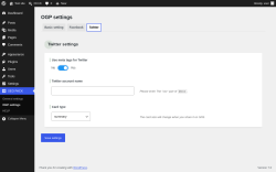 Page screenshot: SEO PACK &rarr; OGP settings &rarr; Twitter