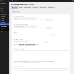 Page screenshot: SEO PACK &rarr; Basic setting