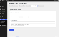 Page screenshot: SEO PACK &rarr; Google Analytics